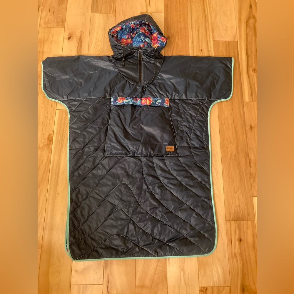 Women's Black Quilted Cape with Floral Accents